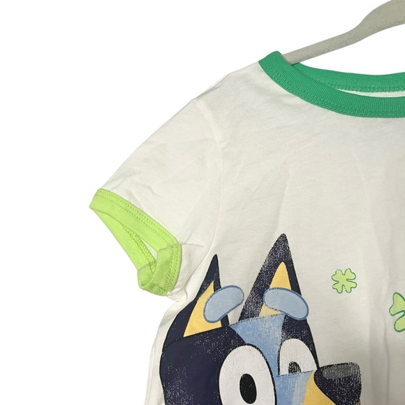 St. Patrick’s Day Bluey ringer Short Sleeve Graphic Tee Girls Boys XS NWT - Picture 5 of 12